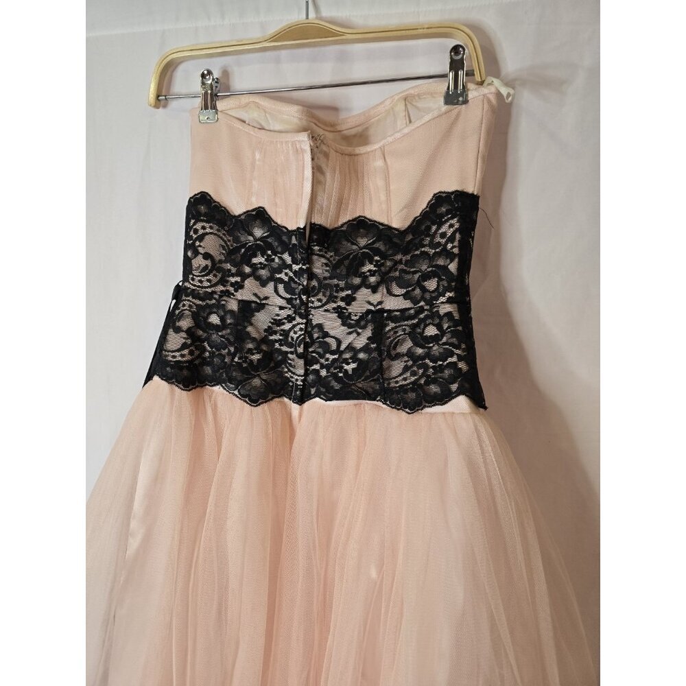 Vintage Gunne Sax by Jessica McClintock Strapless Blush Tulle Lace Gown Size 14 - Picture 15 of 16